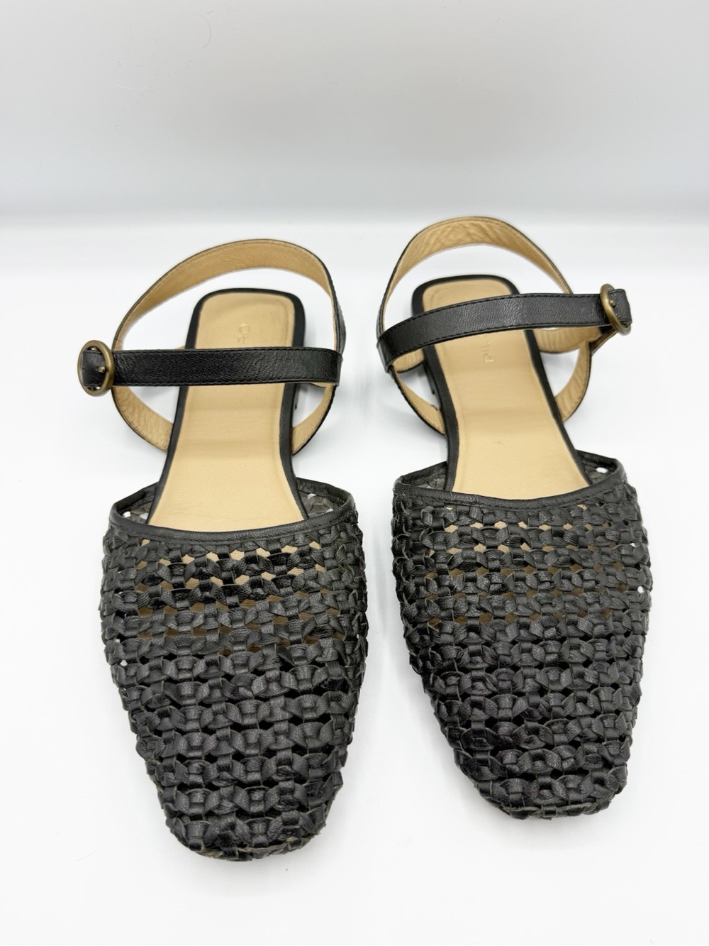 Pilcro Anthropologie Black Woven Flats Leather Size 9 - Picture 3 of 6